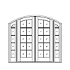 10-lite radius top French double door with sidelites
Unit Dimension 107" x 97-5/8"
Door Dimension 36" x 94-5/8"
Panel - none
Glazing - Tempered Low-e IG, SDL